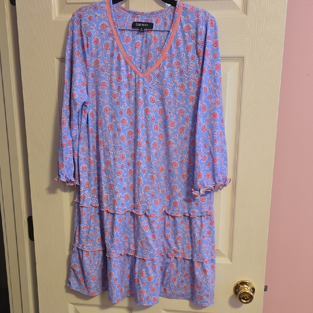 Ellen Tracy Blue and Pink Floral‎ Nightgown